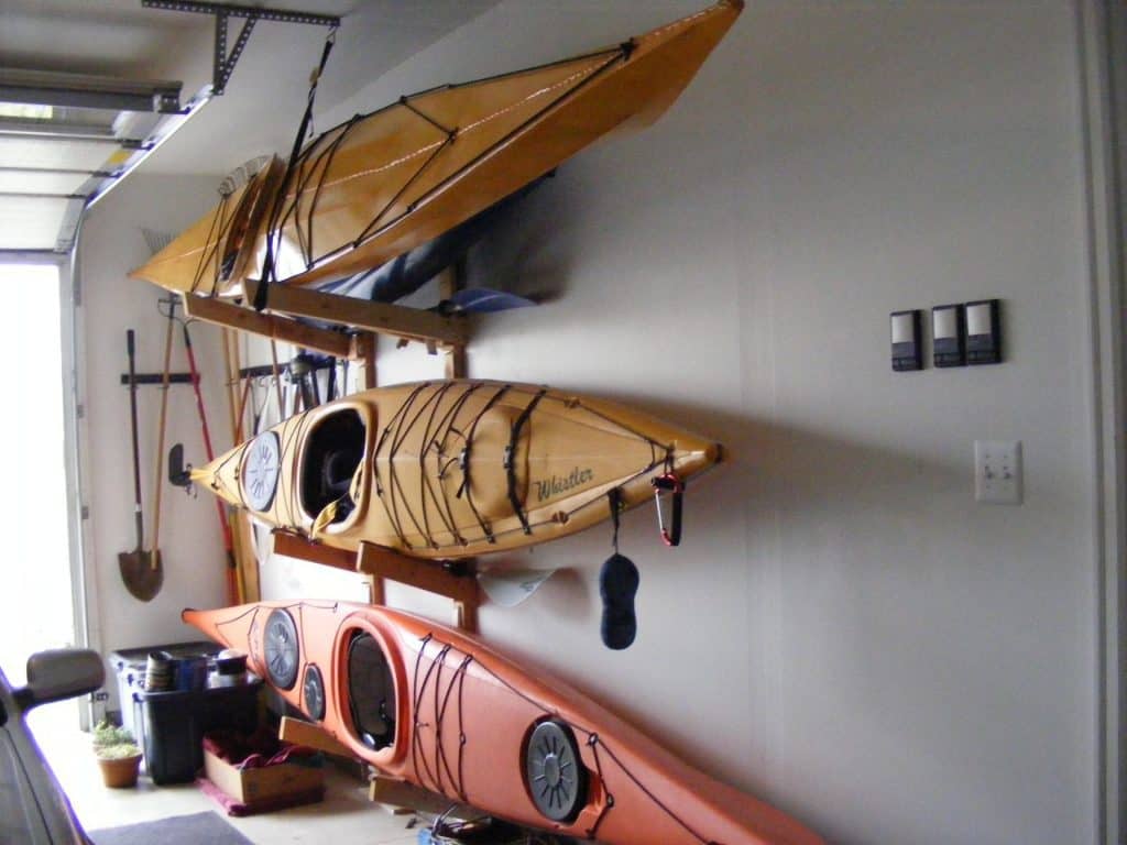 Kayak rack for the wall