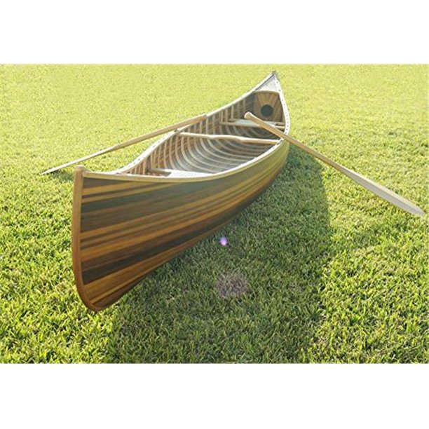 Wooden Canoe With Ribs Curved Bow Matte Finish 12 ft kayaksboats