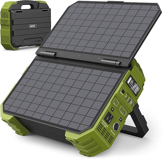 BROWEY Portable Power Station 1000W with Built-in Solar Panel, 614WH/192000mAh LiFePO4 Battery Pack, Solar Generator with AC/DC/USB/PD Outputs for Outdoor Camping, RV Travel, Emergency Preparedness kayaksboats