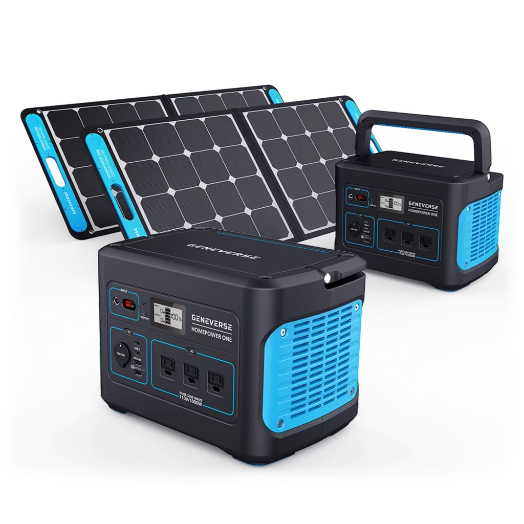 Geneverse 1002Wh (2x2) Solar Generator Bundle 2X HomePower ONE Portable Power Stations kayaksboats